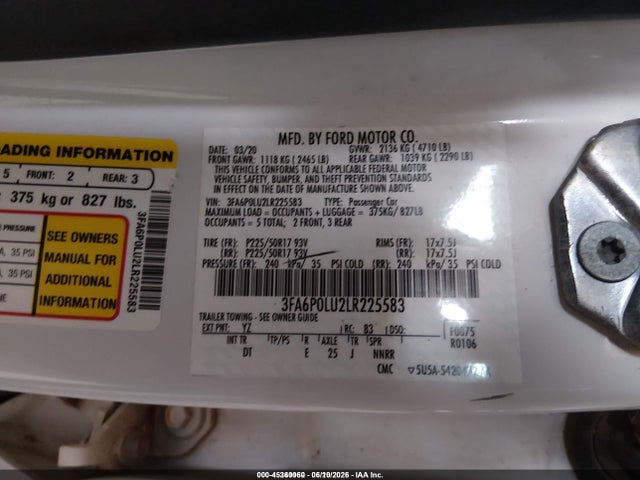 Ford Fusion Hybrid Se 2020 3FA6P0LU2LR225583 Image 9