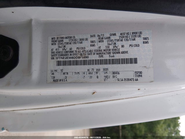 Aukcja sprzedaży 2013 Ford E-250 Commercial, vin: 1FTNE2EW8DDB06890, numer aukcji: 45360076