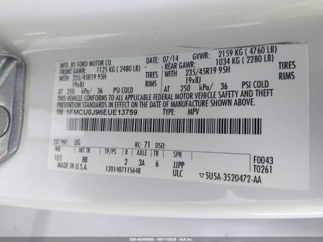 Ford Escape Titanium 2014 1FMCU0J96EUE13759 Image 9