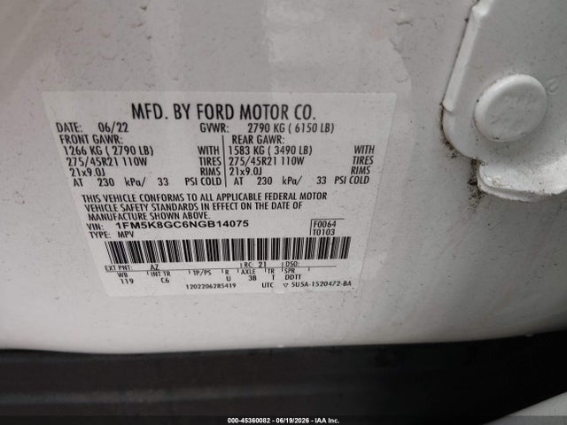 Продаж на аукціоні авто 2022 Ford Explorer St, vin: 1FM5K8GC6NGB14075, номер лоту: 45360082