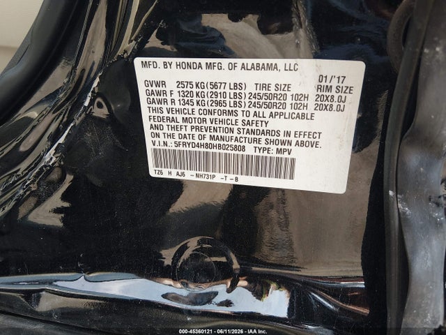 Aukcja sprzedaży 2017 Acura Mdx Advance Package, vin: 5FRYD4H80HB025808, numer aukcji: 45360121