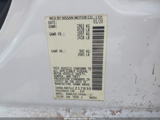 1N4BL4BV5LC217830 Nissan Altima S Fwd
