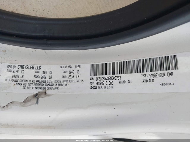 2009 Chrysler Sebring Limited მანქანა იყიდება აუქციონზე, vin: 1C3LC65V39N506793, აუქციონის ნომერი: 45360223