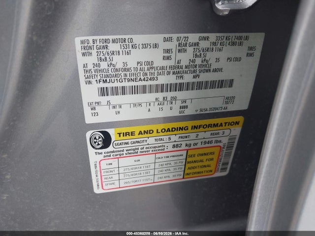 Ford Expedition Xl 2022 1FMJU1GT9NEA42493 Image 9