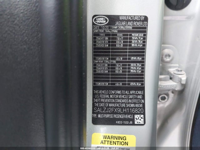 SALZJ2FX9LH116820 Land Rover Range Rover Evoque S