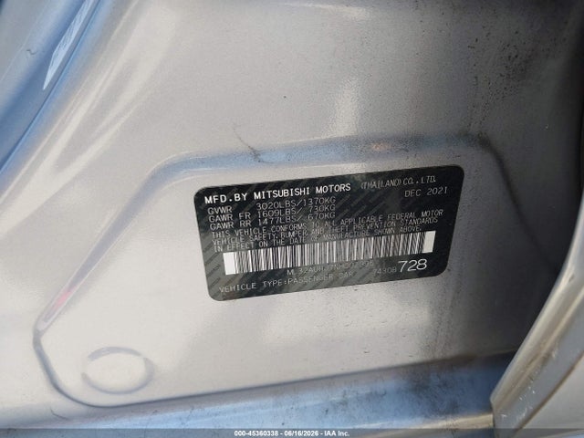 Mitsubishi Mirage Es/le 2022 ML32AUHJ7NH002995 Image 9
