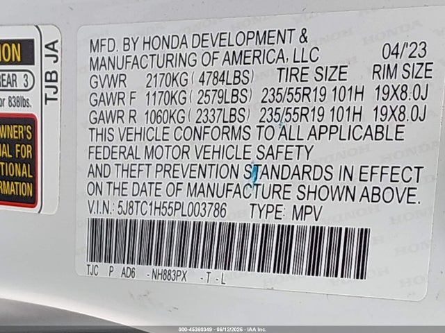 Продажа на аукционе авто 2023 Acura Rdx Technology Package, vin: 5J8TC1H55PL003786, номер лота: 45360349