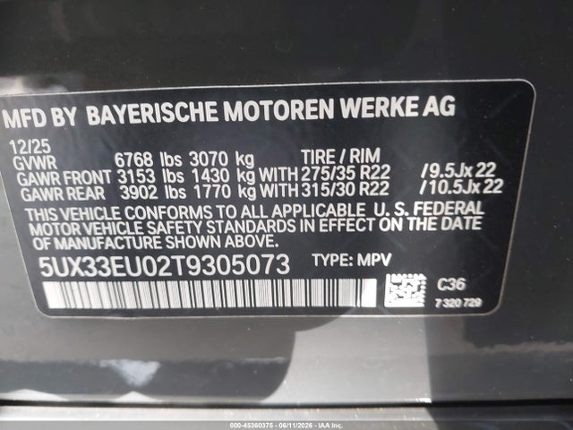 BMW X5 M60i 2026 5UX33EU02T9305073 Image 9