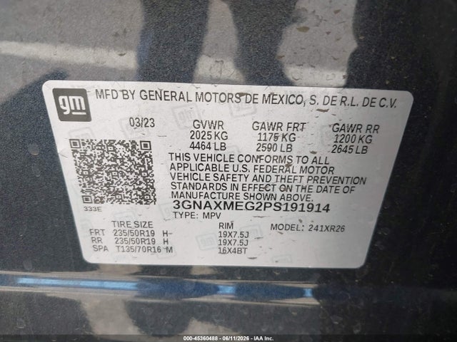 3GNAXMEG2PS191914 Chevrolet Equinox Fwd Rs