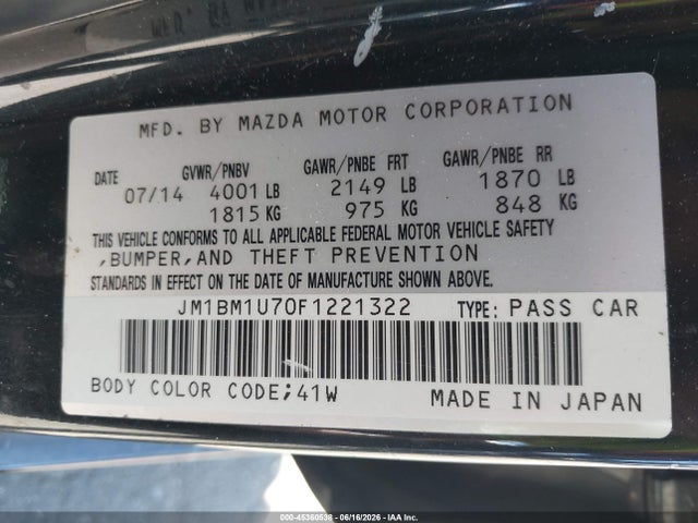 Продаж на аукціоні авто 2015 Mazda Mazda3 I Sport, vin: JM1BM1U70F1221322, номер лоту: 45360538