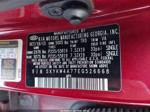 Aukcja sprzedaży 2014 Kia Sorento Sx, vin: 5XYKW4A77EG526668, numer aukcji: 45360621