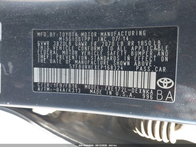Toyota COROLLA LE 2014 5YFBURHEXEP168324 Image 9