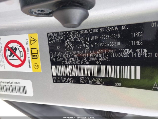 Продажа на аукционе авто 2016 Lexus Rx 350, vin: 2T2BZMCA5GC014059, номер лота: 45360671