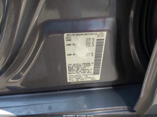 Nissan Altima 2.5 Sv 2014 1N4AL3AP2EC294733 Image 9