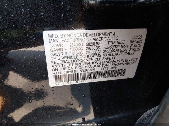 Продаж на аукціоні авто 2025 Acura Mdx A-spec, vin: 5J8YE1H07SL029996, номер лоту: 45360682