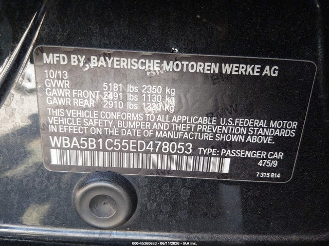 BMW 535i 2014 WBA5B1C55ED478053 Image 9