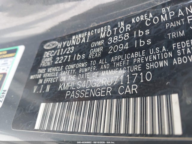 Продажа на аукционе авто 2024 Hyundai Elantra Sel, vin: KMHLS4DG2RU711710, номер лота: 45360692