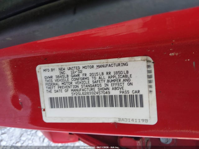 2003 Pontiac Vibe მანქანა იყიდება აუქციონზე, vin: 5Y2SL62833Z457049, აუქციონის ნომერი: 45360780