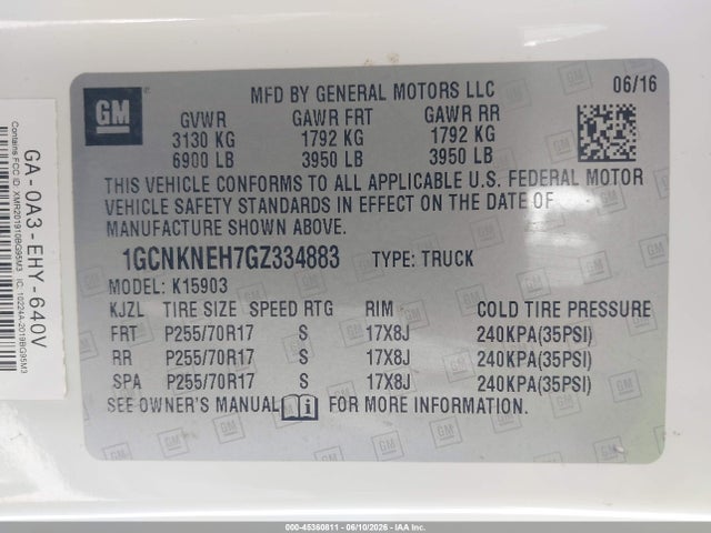 1GCNKNEH7GZ334883 Chevrolet Silverado 1500 Work Truck