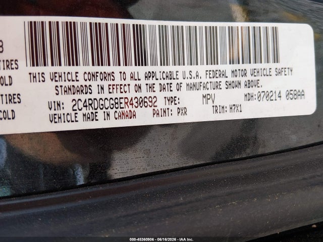 Aukcja sprzedaży 2014 Dodge Grand Caravan Sxt, vin: 2C4RDGCG8ER430692, numer aukcji: 45360906