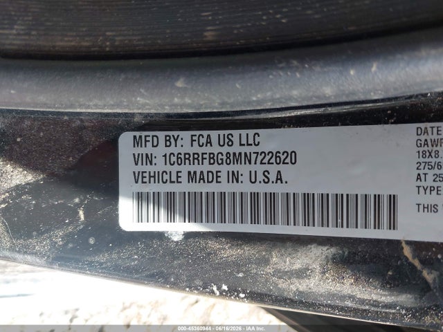 45360944 :رقم المزاد ، 1C6RRFBG8MN722620 vin ، 2021 Ram 1500 Big Horn  4x4 6'4 Box مزاد بيع