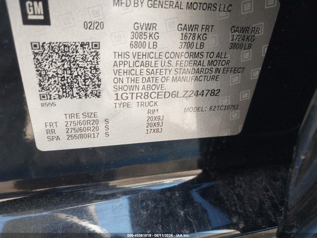 GMC Sierra 1500 2wd Standard Box Elevation 2020 1GTR8CED6LZ244782 Image 9