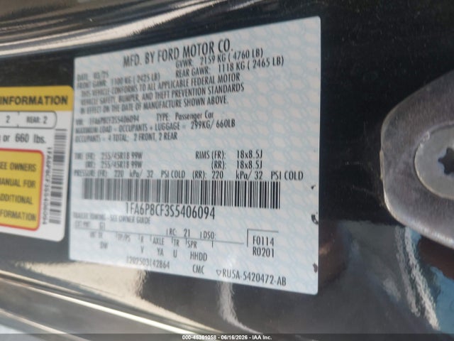Продажа на аукционе авто 2025 Ford Mustang Gt Fastback, vin: 1FA6P8CF3S5406094, номер лота: 45361058