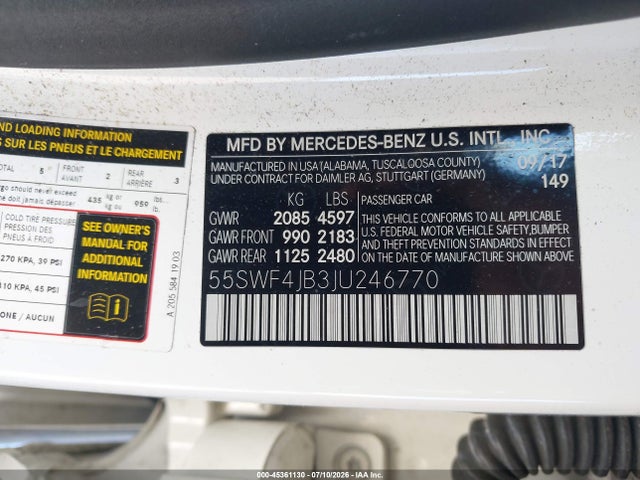 Mercedes-Benz C 300 2018 55SWF4JB3JU246770 Image 9