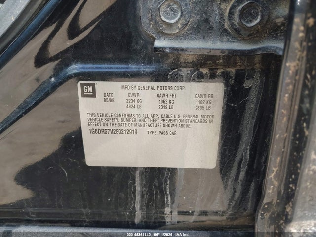 Aukcja sprzedaży 2008 Cadillac Cts Standard, vin: 1G6DR57V280212919, numer aukcji: 45361140