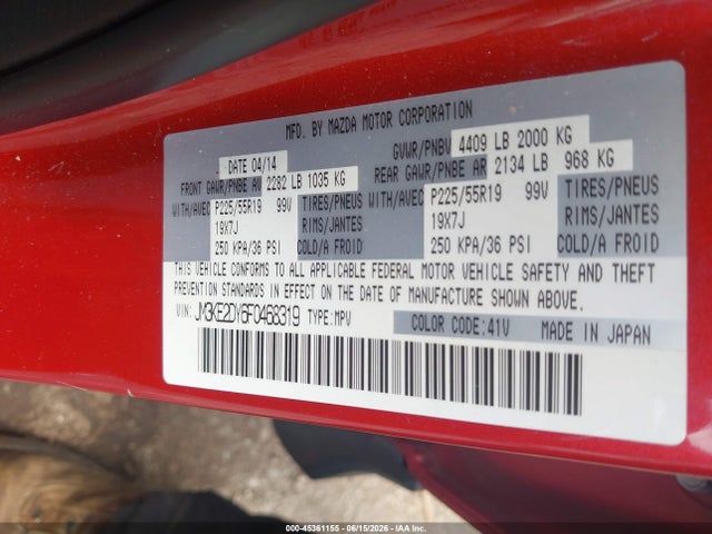 Aukcja sprzedaży 2015 Mazda Cx-5 Grand Touring, vin: JM3KE2DY6F0468319, numer aukcji: 45361155