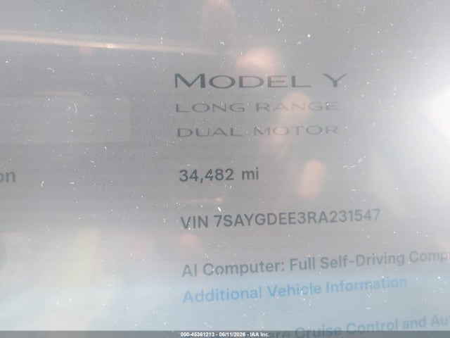 Aukcja sprzedaży 2024 Tesla Model Y Long Range Dual Motor All-wheel Drive, vin: 7SAYGDEE3RA231547, numer aukcji: 45361213