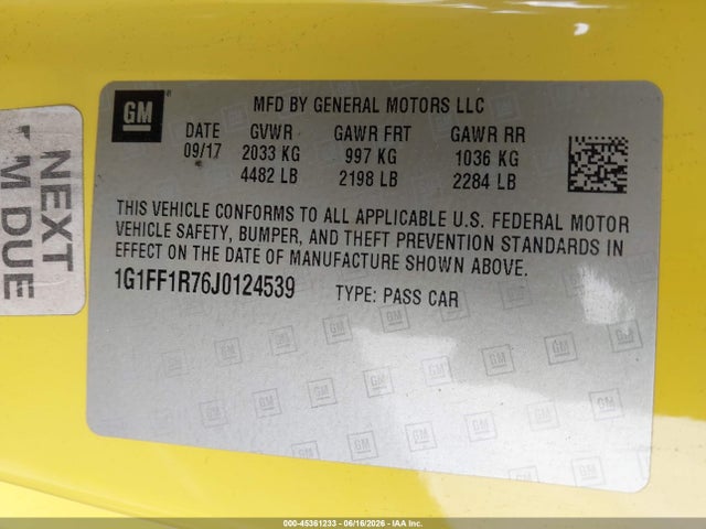 Chevrolet Camaro 1ss 2018 1G1FF1R76J0124539 Image 9