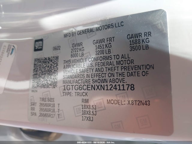 1GTG6CENXN1241178 GMC Canyon 4wd Short Box Elevation