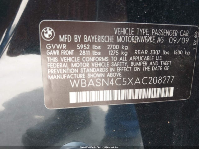 45361345 :رقم المزاد ، WBASN4C5XAC208277 vin ، 2010 Bmw 550i Gran Turismo مزاد بيع