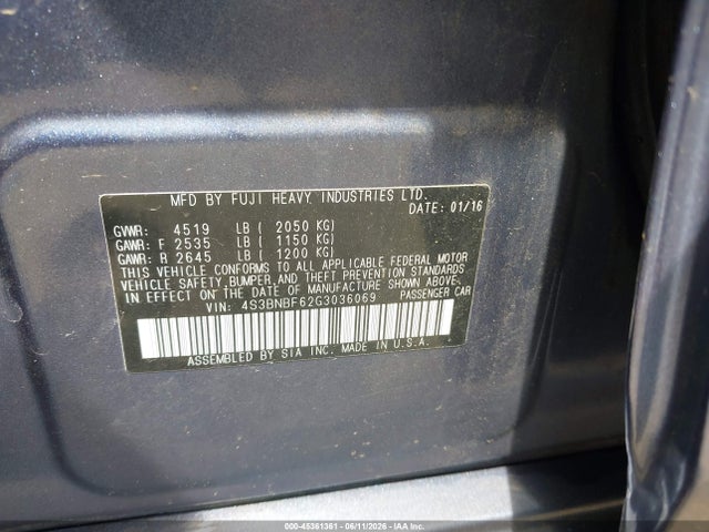 Subaru Legacy 2.5i Premium 2016 4S3BNBF62G3036069 Image 9