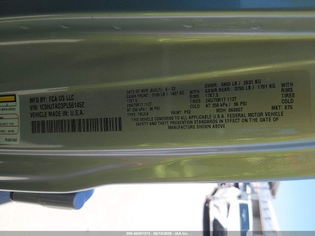 1C6HJTAG3PL561452 Jeep Gladiator Sport S 4x4
