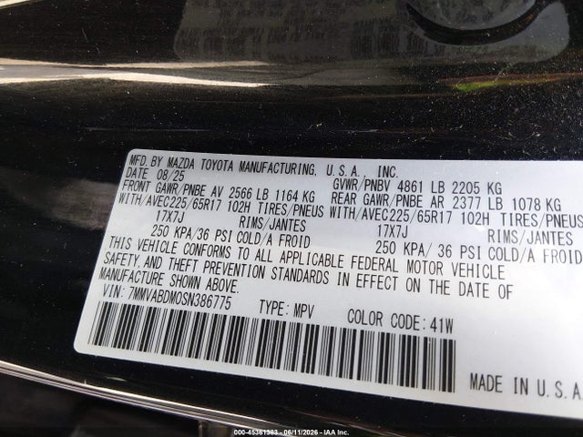 Aukcja sprzedaży 2025 Mazda Cx-50 2.5 S Premium Package, vin: 7MMVABDM0SN386775, numer aukcji: 45361383
