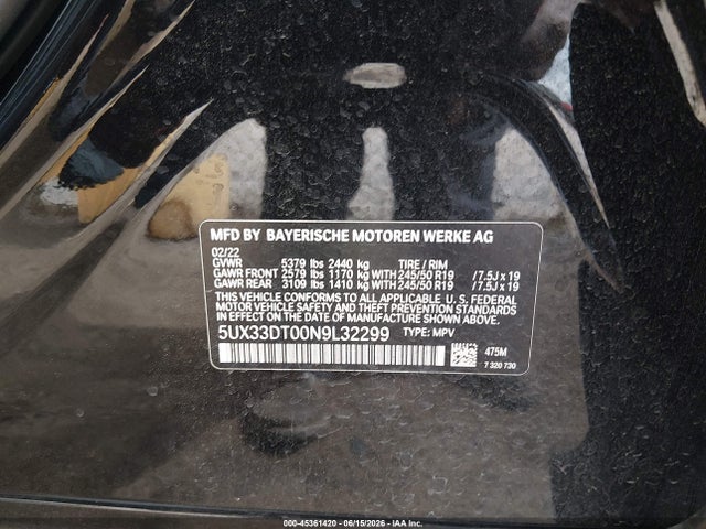 5UX33DT00N9L32299 BMW X4 Xdrive30i