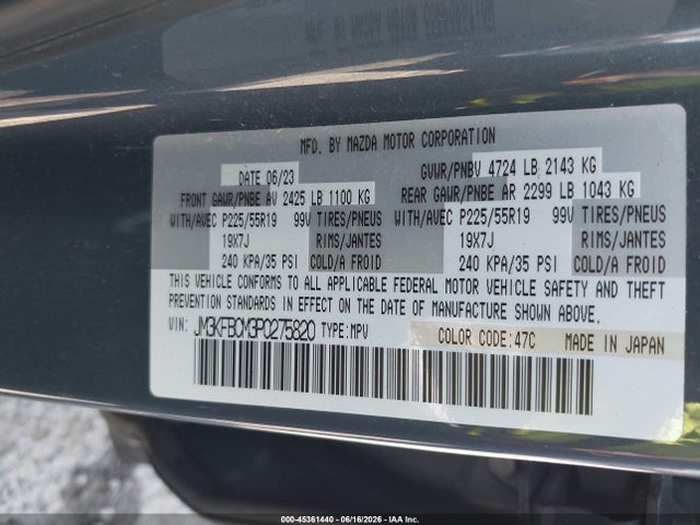 Aukcja sprzedaży 2023 Mazda Cx-5 2.5 S Carbon Edition, vin: JM3KFBCM3P0275820, numer aukcji: 45361440