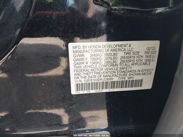 45361462 :رقم المزاد ، 5J8YE1H30PL028089 vin ، 2023 Acura Mdx Standard مزاد بيع