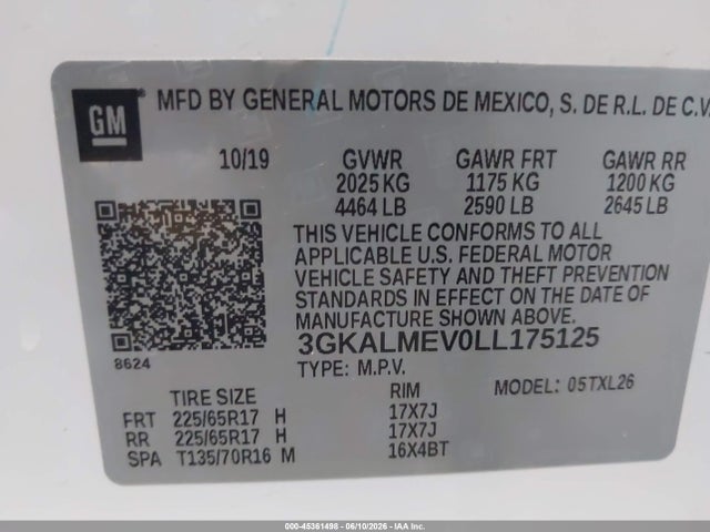 3GKALMEV0LL175125 GMC Terrain Fwd Sle