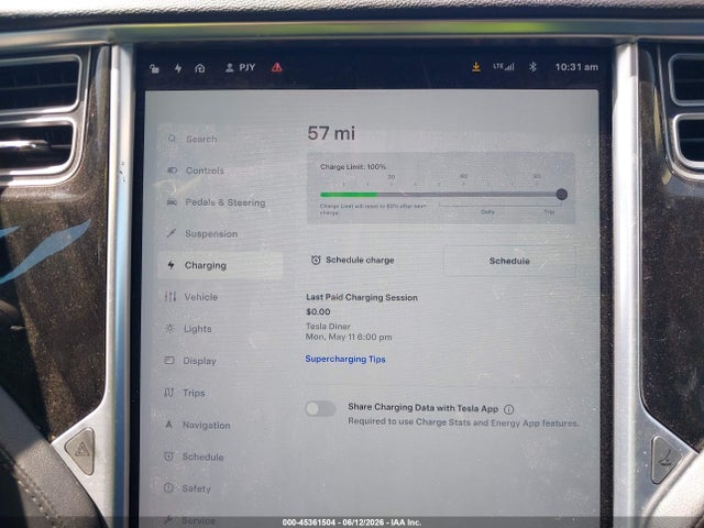 45361504 :رقم المزاد ، 5YJSA1CN9DFP27745 vin ، 2013 Tesla Model S مزاد بيع