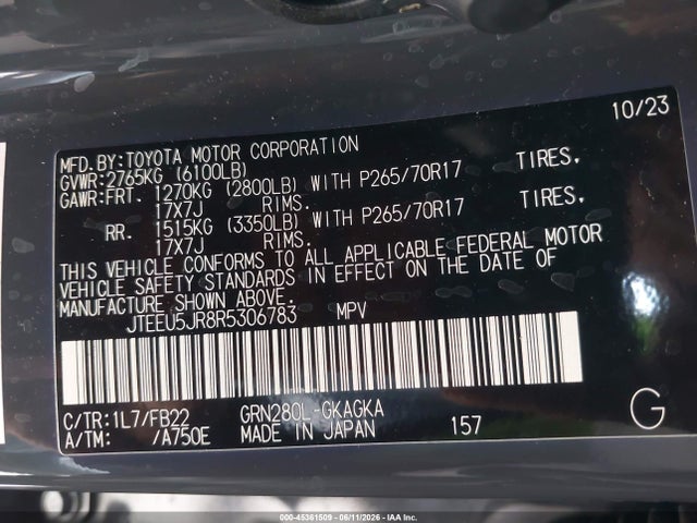Toyota 4RUNNER SR5 2024 JTEEU5JR8R5306783 Image 9