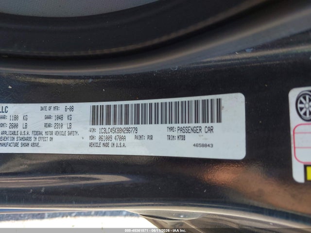 Продаж на аукціоні авто 2008 Chrysler Sebring Lx, vin: 1C3LC45K88N296779, номер лоту: 45361571