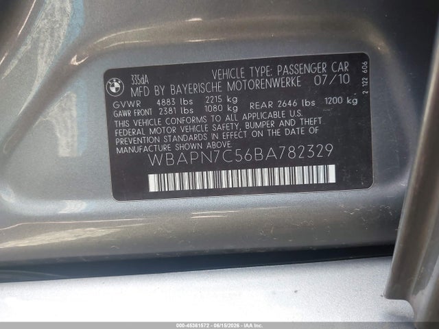 2011 Bmw 335d მანქანა იყიდება აუქციონზე, vin: WBAPN7C56BA782329, აუქციონის ნომერი: 45361572