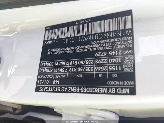 Продажа на аукционе авто 2021 Mercedes-benz Glb 250, vin: W1N4M4GB1MW110040, номер лота: 45361584