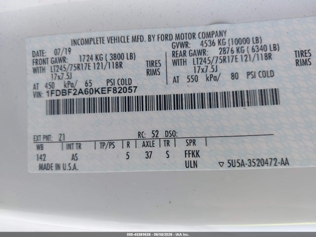 Ford F-250 Xl 2019 1FDBF2A60KEF82057 Image 9
