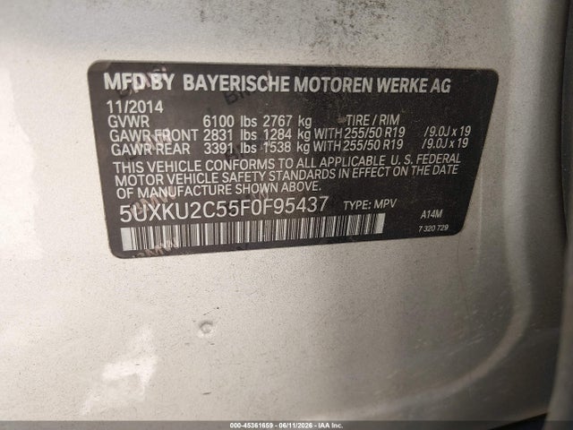 Aukcja sprzedaży 2015 Bmw X6 Xdrive35i, vin: 5UXKU2C55F0F95437, numer aukcji: 45361659