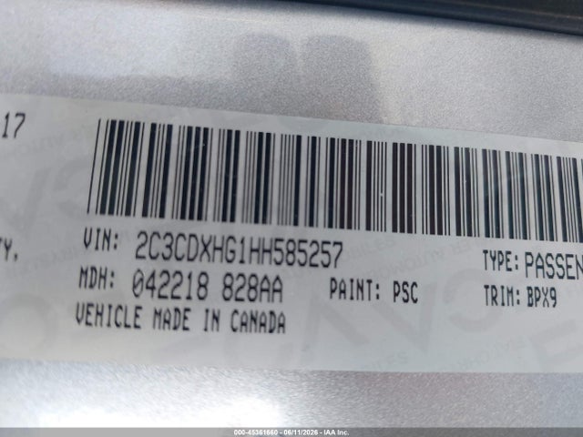 2C3CDXHG1HH585257 Dodge Charger Sxt Rwd