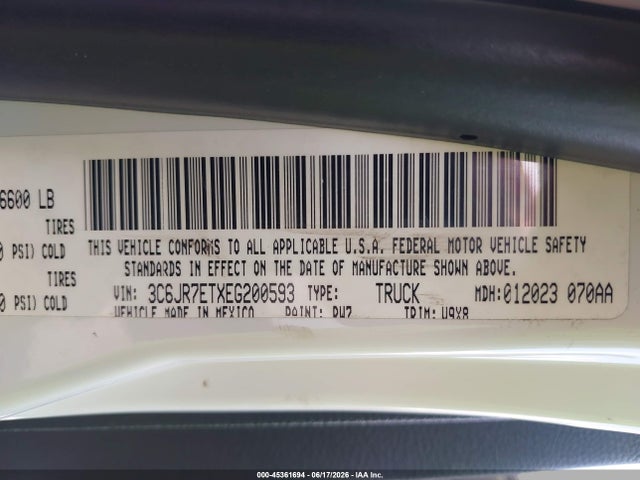 Aukcja sprzedaży 2014 Ram 1500 Slt, vin: 3C6JR7ETXEG200593, numer aukcji: 45361694